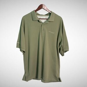 Columbia PFG Shirt Mens XL Short Sleeve Polo Solid Army Green Collard Pre Owned